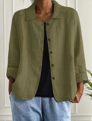 Marilla Classic Shirt Cardigan in Olive Green