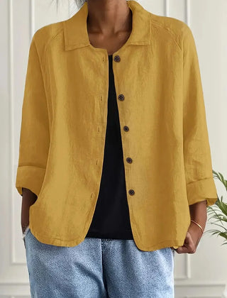 Marilla Classic Shirt Cardigan in Yellow