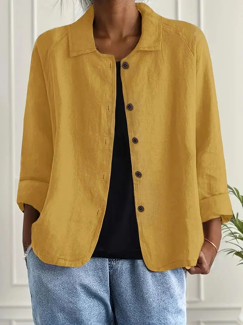 Marilla Classic Shirt Cardigan in Yellow