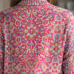 Paisley Pattern Turtleneck Sweater in Pink Paisley