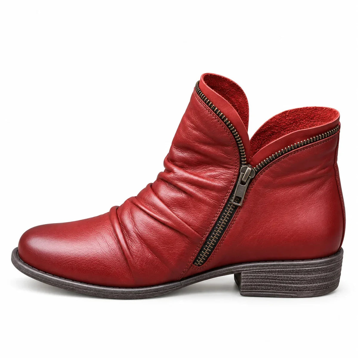 Marissa Side-Zip Ankle Boots in Red