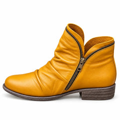 Marissa Side-Zip Ankle Boots in Mustard