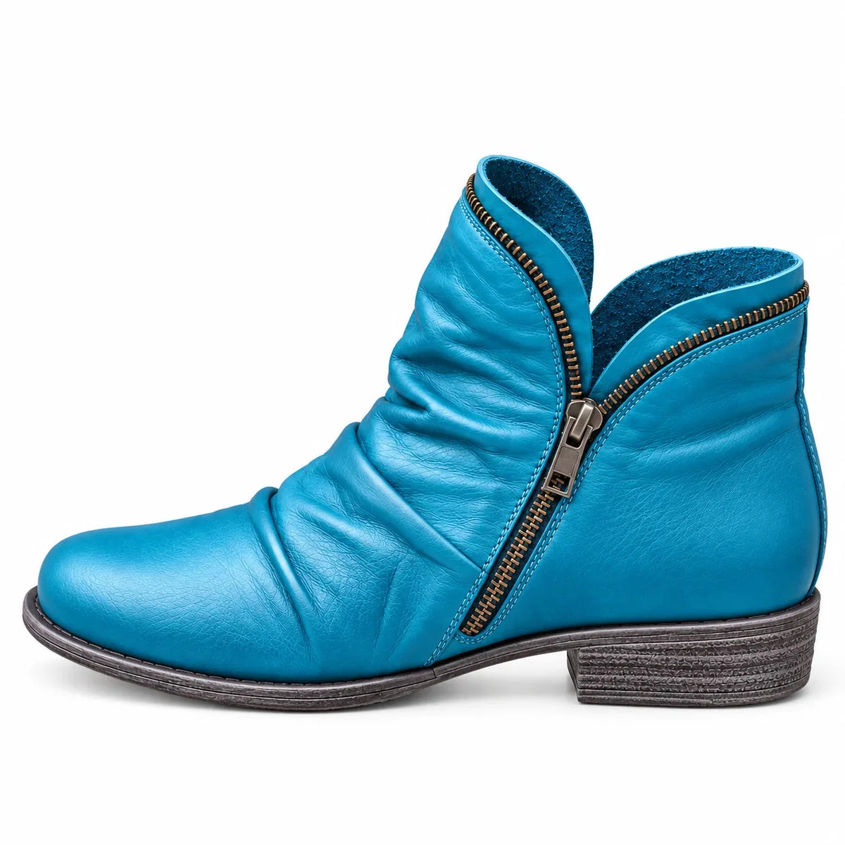 Marissa Side-Zip Ankle Boots in Turquoise