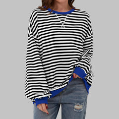 Marley Retro Striped Oversized Sweatshirt in Black