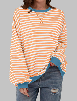 Marley Retro Striped Oversized Sweatshirt in Orange