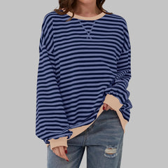 Marley Retro Striped Oversized Sweatshirt in Blue