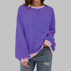 Marley Retro Striped Oversized Sweatshirt in Purple