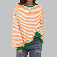 Marley Retro Striped Oversized Sweatshirt in Light Orange