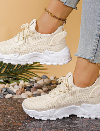 Chunky Mesh Sneakers in Cream