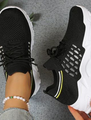 Chunky Mesh Sneakers in Black