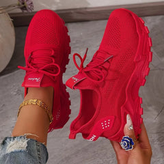 Chunky Mesh Sneakers in Red