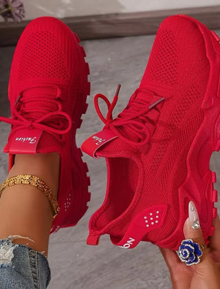 Chunky Mesh Sneakers in Red