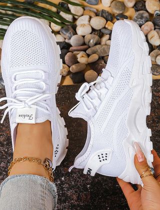 Chunky Mesh Sneakers in White