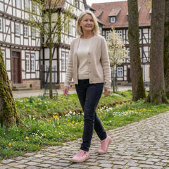 Side-Zip Lace-Up Sneakers in Pink