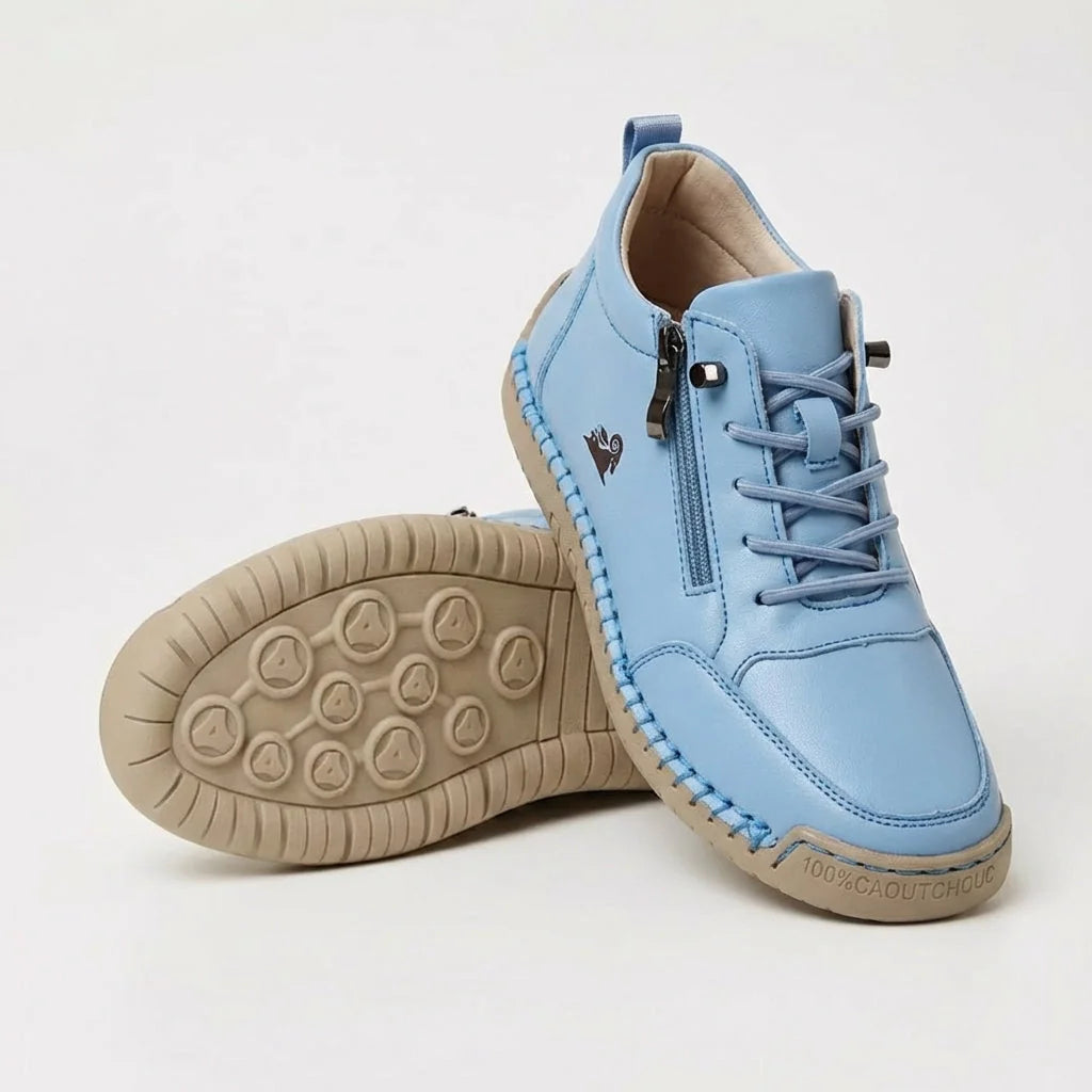 Side-Zip Lace-Up Sneakers in Light Blue