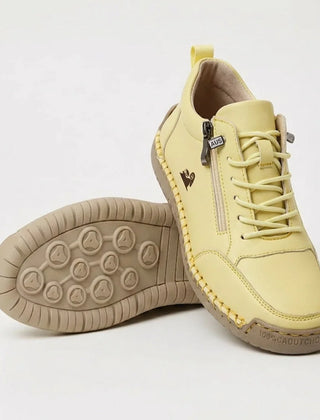 Side-Zip Lace-Up Sneakers in Yellow