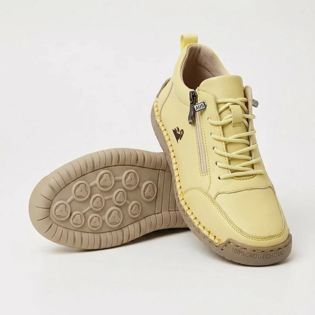 Side-Zip Lace-Up Sneakers in Yellow