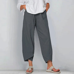 Netha Wide-Leg Tulip Hem Pants in Gray