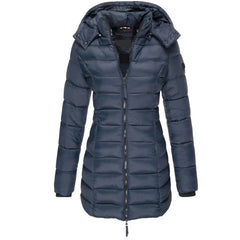 Odessa quilted hooded parka in Navy