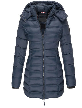 Odessa quilted hooded parka in Navy
