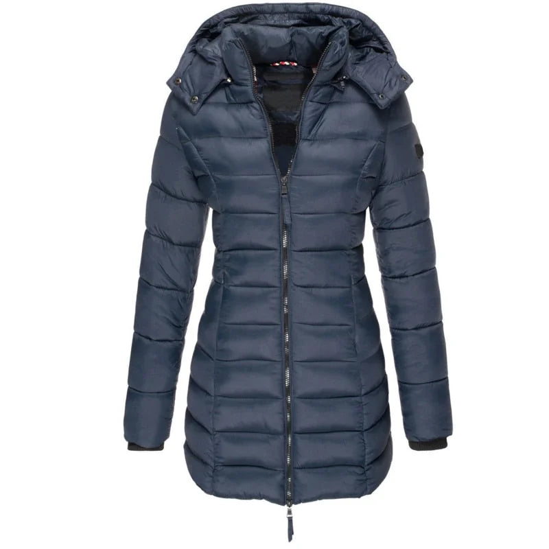 Odessa quilted hooded parka in Navy