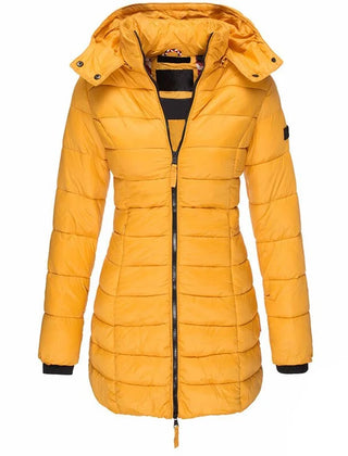 Odessa quilted hooded parka in Yellow