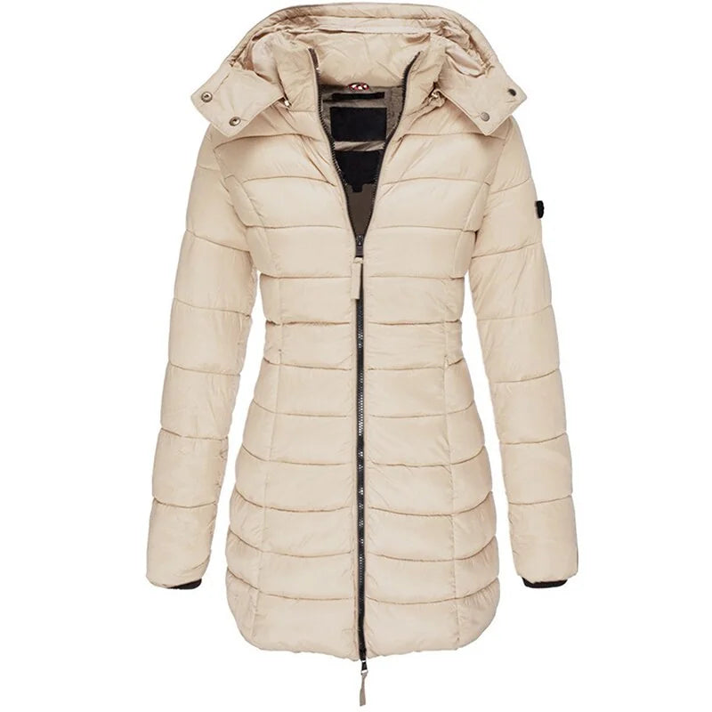 Odessa quilted hooded parka in Khaki