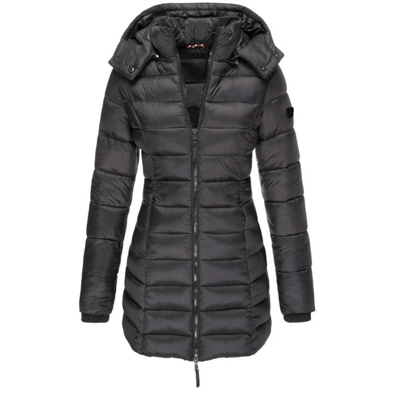 Odessa quilted hooded parka in Black