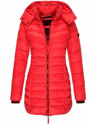 Odessa quilted hooded parka in Red
