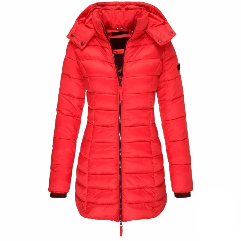 Odessa quilted hooded parka in Red