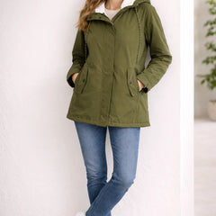 Odette Hooded Sherpa-Lined Parka in Green