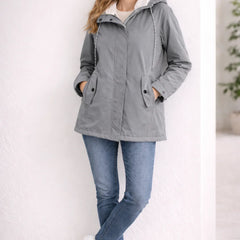 Odette Hooded Sherpa-Lined Parka in Gray