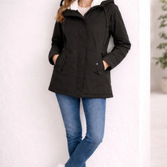 Odette Hooded Sherpa-Lined Parka in Black