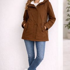 Odette Hooded Sherpa-Lined Parka in Khaki