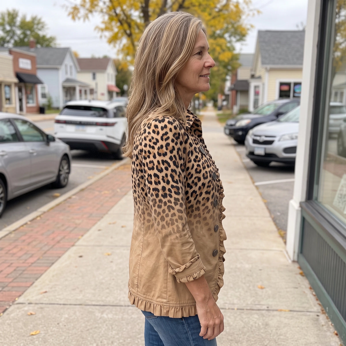 Tawny™ | Vintage Leopard Gradient Ruffle Jacket