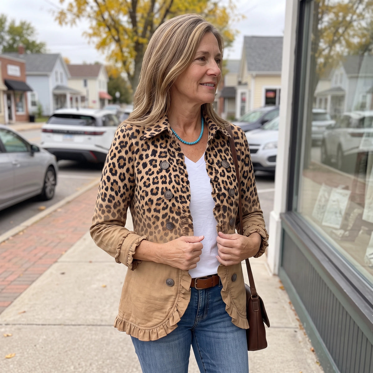 Tawny™ | Vintage Leopard Gradient Ruffle Jacket