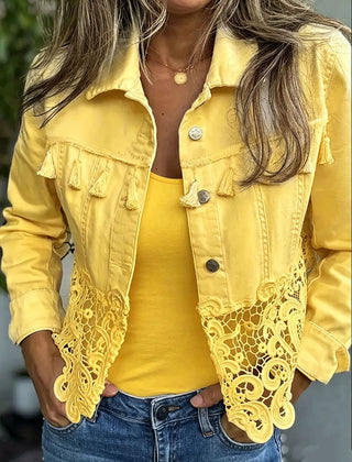 Yellow Kambria™ | Fringe & Lace Jacket