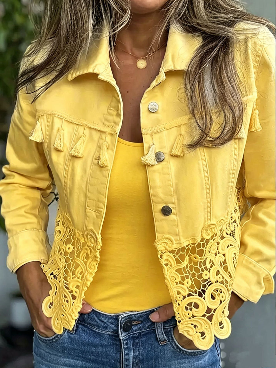 Yellow Kambria™ | Fringe & Lace Jacket