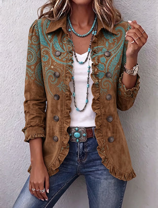 Brown Goldenridge™ | Paisley Print Ruffle Jacket