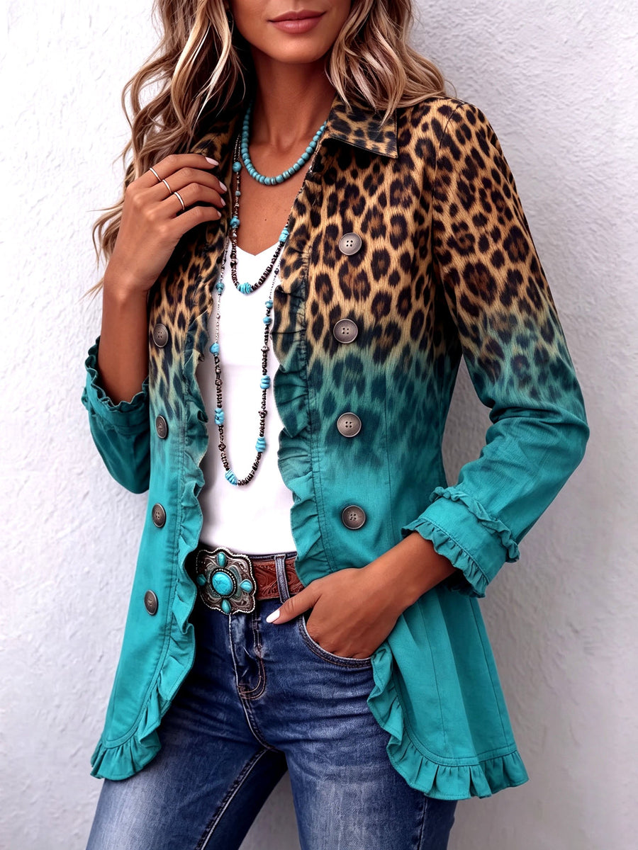 Elspeth™ | Leopard Ombre Ruffle Blazer Jacket - photo 1