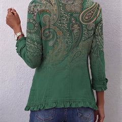 Jemara™ | Bohemian Paisley Print Ruffled Jacket