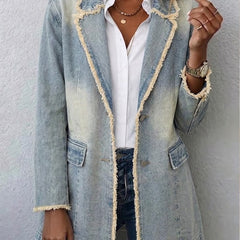 Light Wash Blue Dionne™ | Vintage-Style Oversized Blazer with Raw Edges