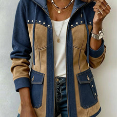 Navy & Camel Fawnridge™ | Patchwork Hooded Jacket
