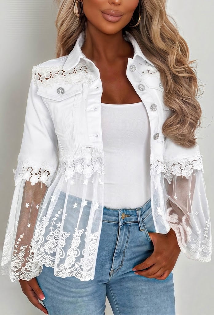 White Sunnelace™ | Lace-Panel Jacket
