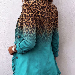 Elspeth™ | Leopard Ombre Ruffle Blazer Jacket - photo 3