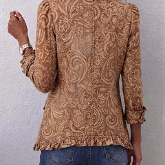 Vyclara™ | Vintage Bohemian Floral Print Ruffled Jacket