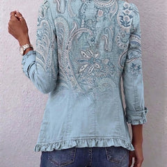 Estrella™ | Vintage Paisley Print Ruffled Jacket