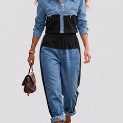 Holbrook™ | Color-Block Cropped Jacket & Wide-Leg Pants Set - photo 1