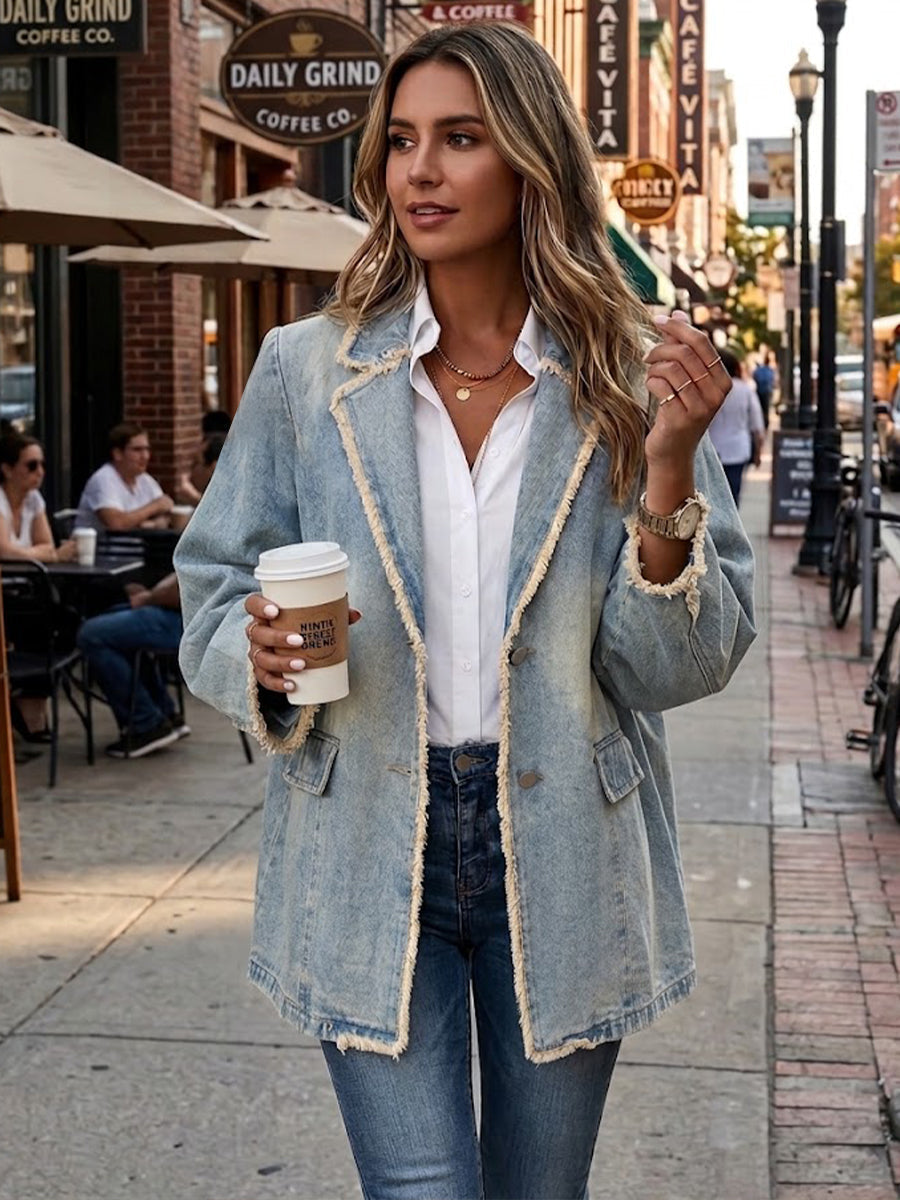 Dionne™ | Vintage-Style Oversized Blazer with Raw Edges - photo 1