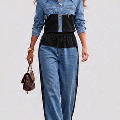 Holbrook™ | Color-Block Cropped Jacket & Wide-Leg Pants Set - photo 2